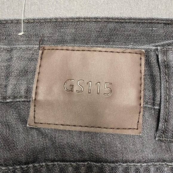 GS115 Jeans Mens 38 Gray Straight Leg Whiskered Denim Embroidered Back Pockets - Picture 2 of 13
